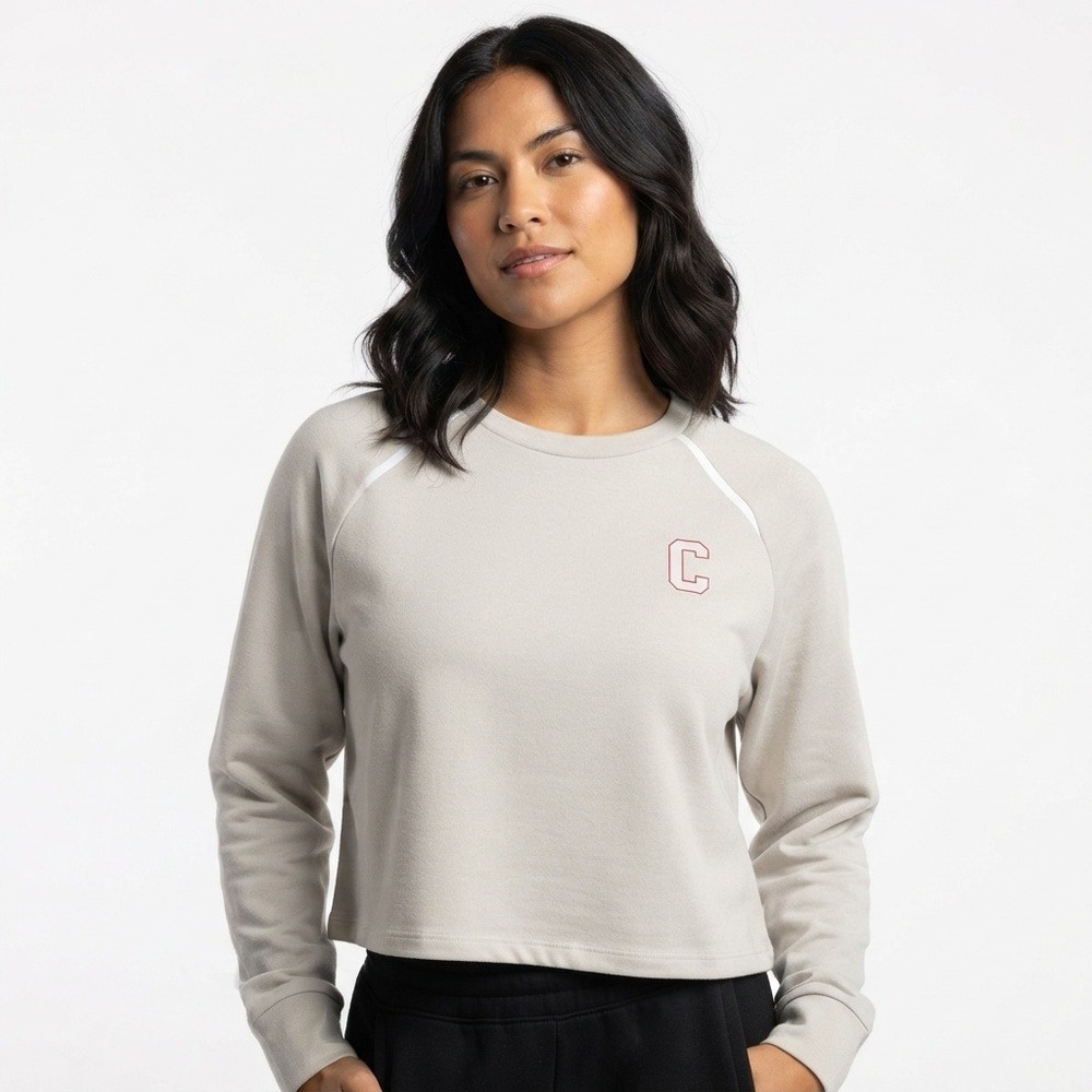 Under Armour Cornell Fan Gear Block C Twill Crew Sweatshirt Pullover Cream Large